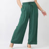 Wide-Leg Pants – Soft Linen - Emerald Green