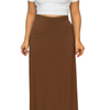 Soft Linen Long Skirts - OLIVE BROWN