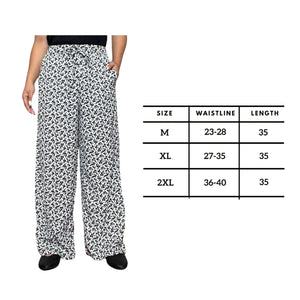 White Floral Wideleg Linen Pants by Kasyaph