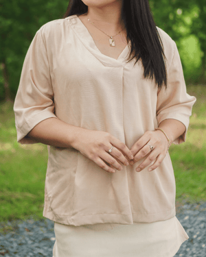 Beige Aliyah Soft Linen Blouse