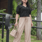 Beige Wideleg Linen Pants