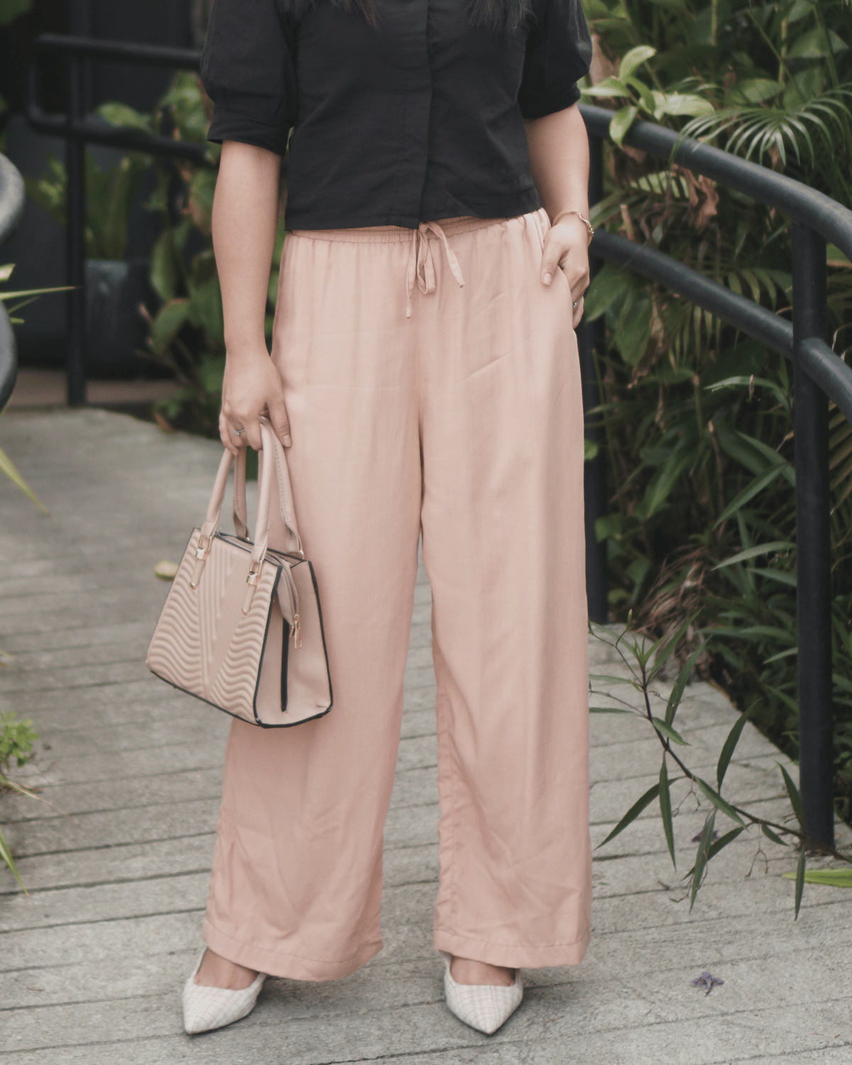 Nude Wideleg Linen Pants