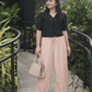 Nude Wideleg Linen Pants