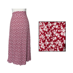 Red Floral  Linen Long Skirt by Kasyaph