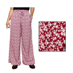 Red Floral Wideleg Linen Pants by Kasyaph