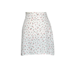 White Floral MiniSkirt A-line with Zipper
