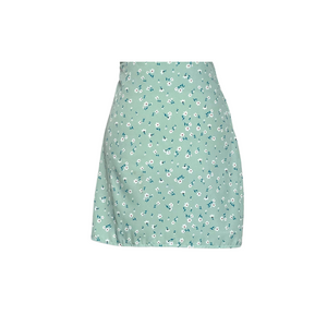 Mint Floral MiniSkirt A-line with Zipper
