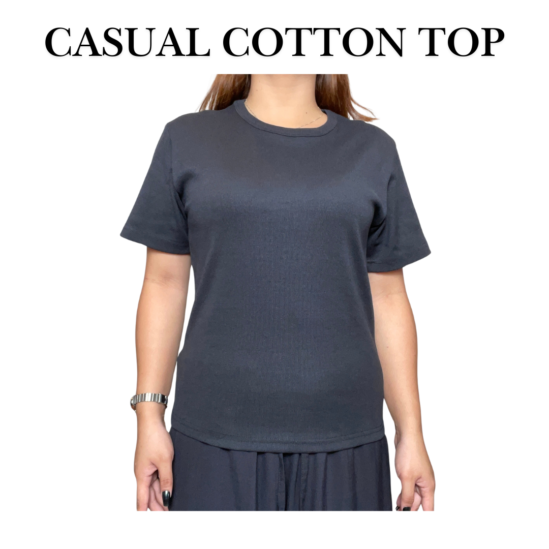 Black Casual Cotton Top