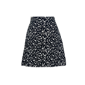 Black Floral MiniSkirt A-line with Zipper