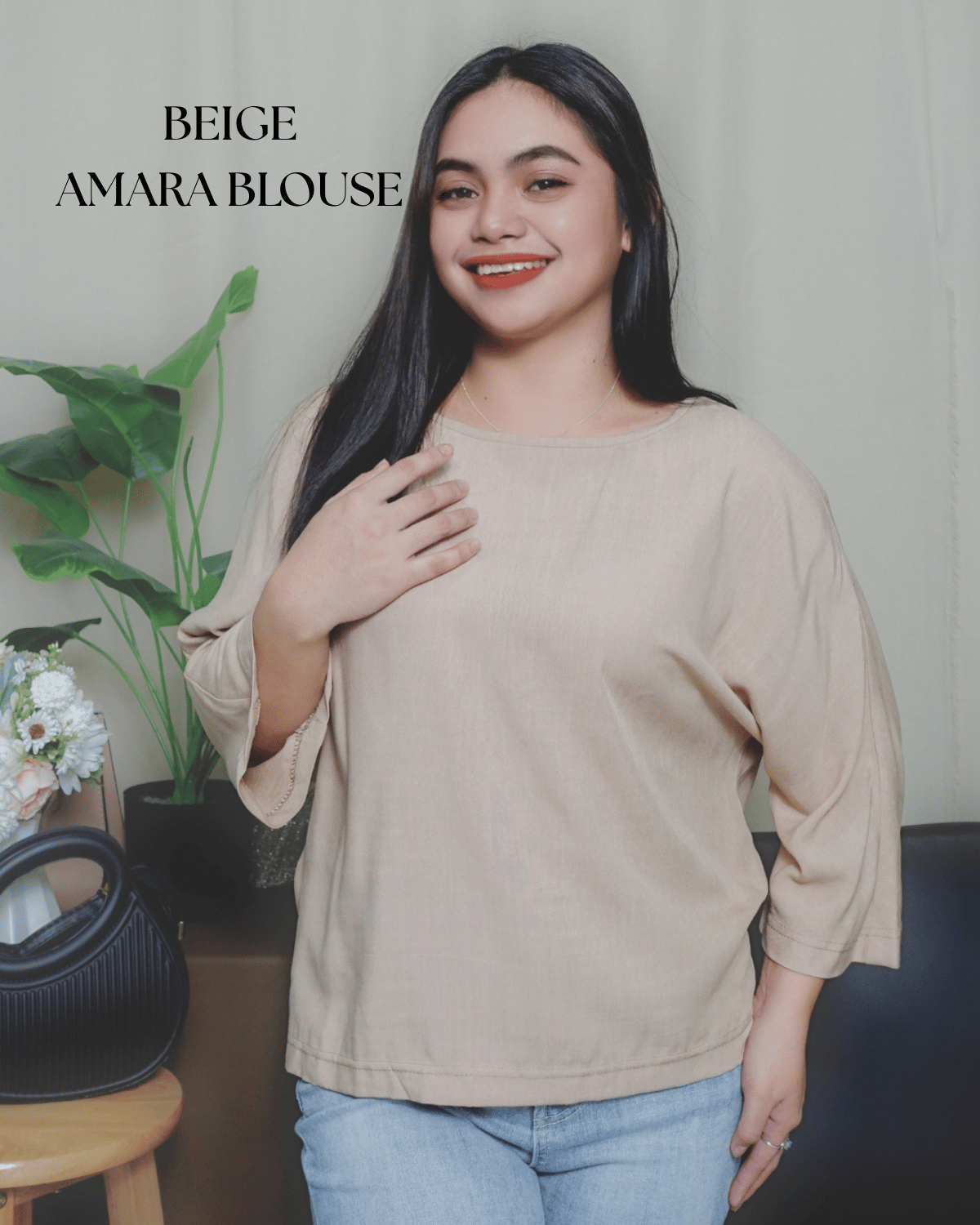 Beige Amara Soft Linen Blouse