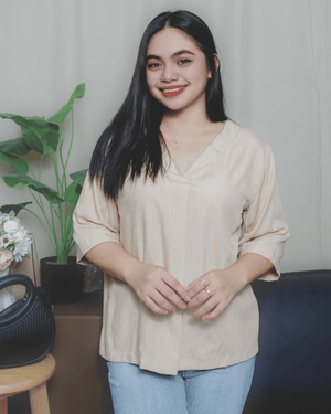 Beige Aliyah Soft Linen Blouse