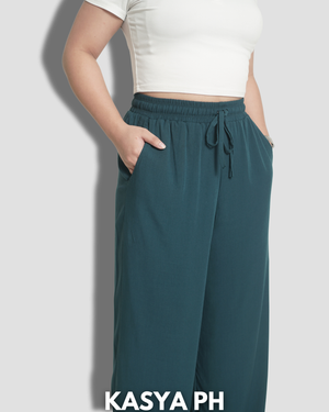 Dark Teal Wideleg Linen Pants