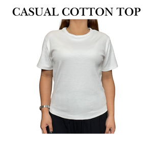 White Casual Cotton Top
