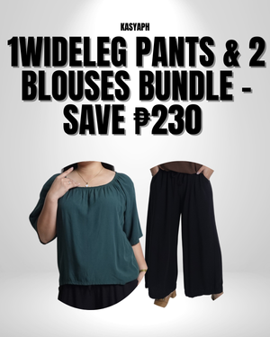 Wideleg Pants & 2 Blouses Bundle – Save ₱230