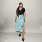 Cotton Spandex Mint Skirt with Slit