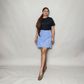 Blue Floral MiniSkirt A-line with Zipper