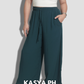 Dark Teal Wideleg Linen Pants