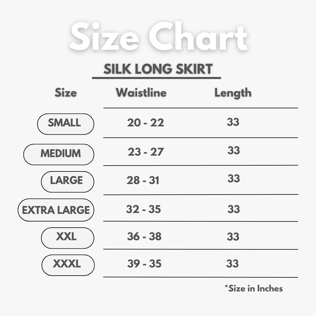 Silk Skirt by Kasyaph Size Chart