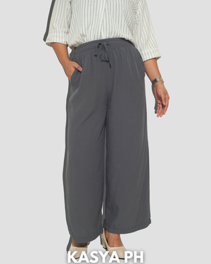 Gray Wideleg Linen Pants