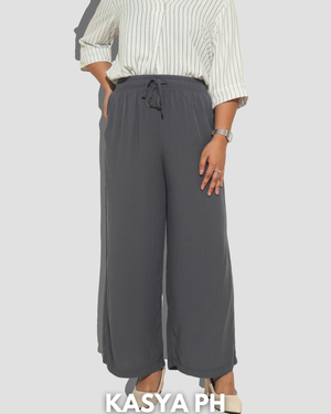 Gray Wideleg Linen Pants
