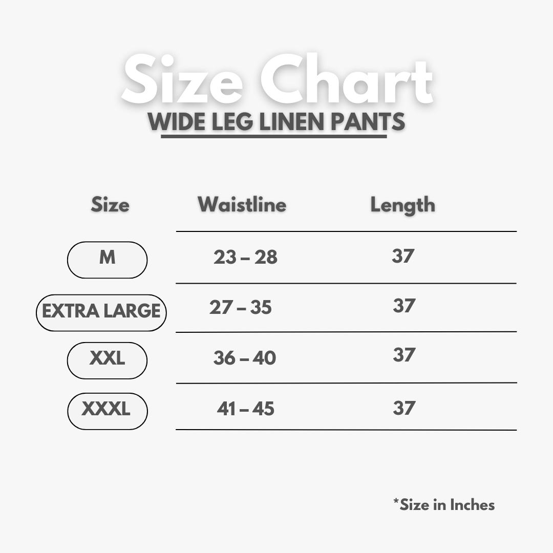 Army Green Wideleg Pants Size Chart