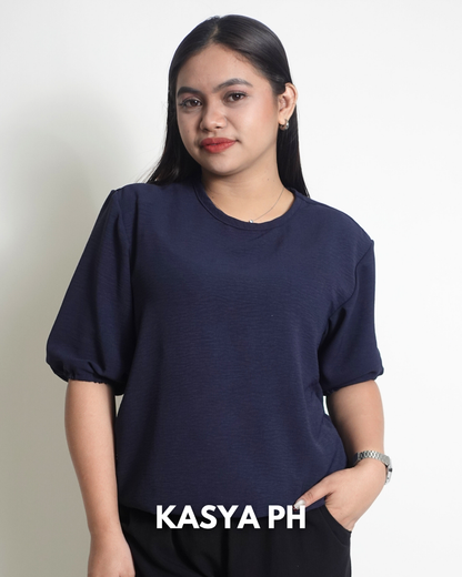 Bea Navy Blue Plain Blouse