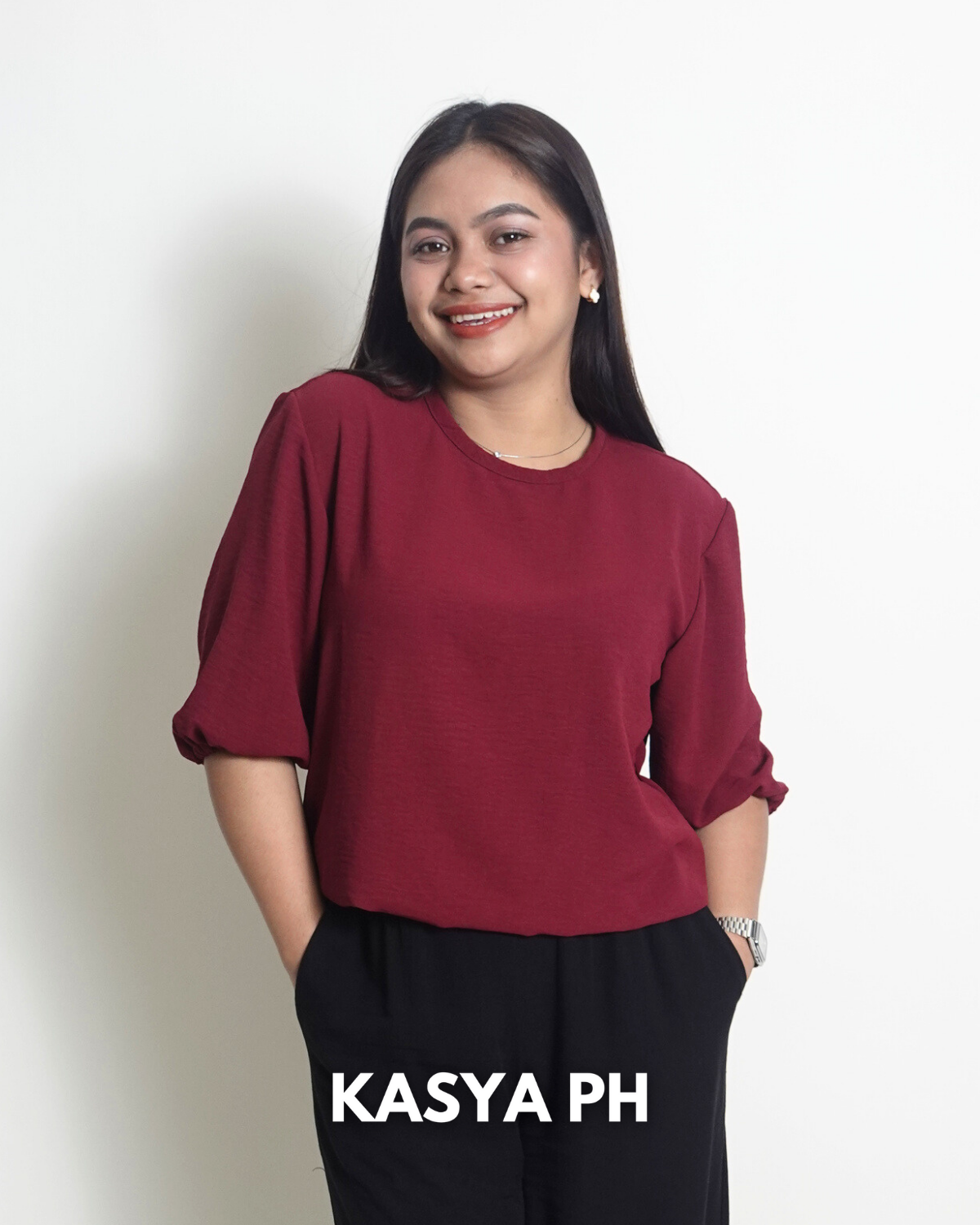 Bea Maroon Plain Blouse