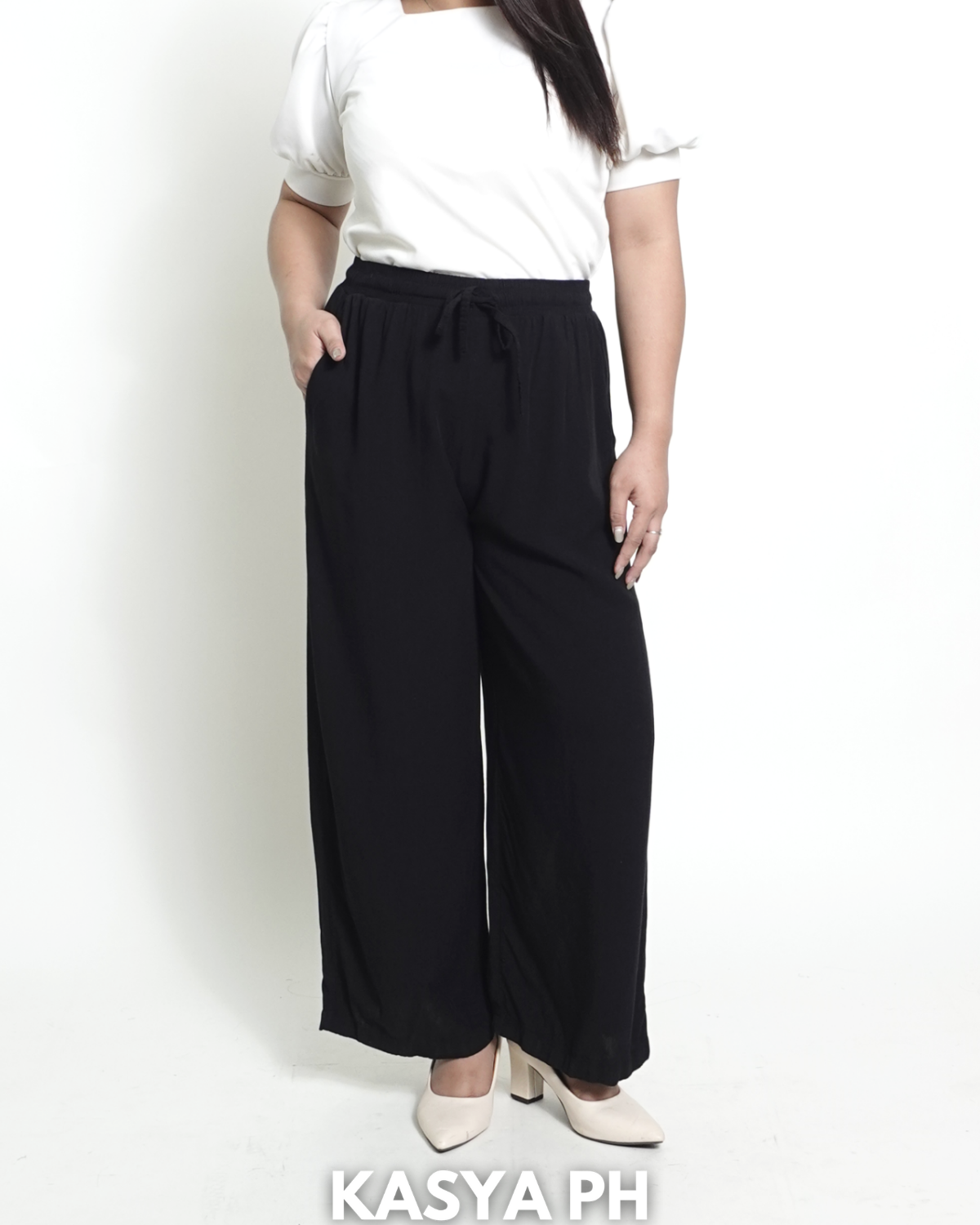 Black Wideleg Linen Pants