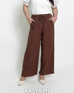 Choco Brown Wideleg Linen Pants