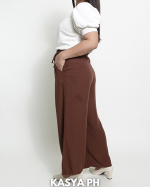 Choco Brown Wideleg Linen Pants