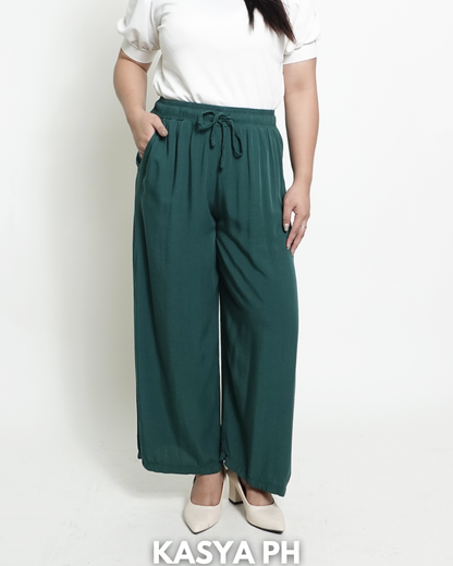 Emerald Wideleg Linen Pants