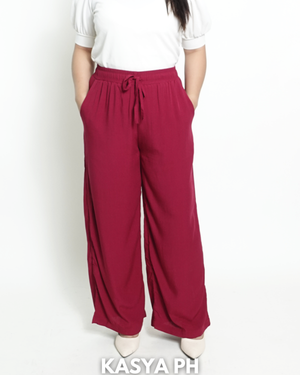 Red Wideleg Linen Pants