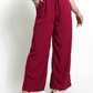 Red Wideleg Linen Pants