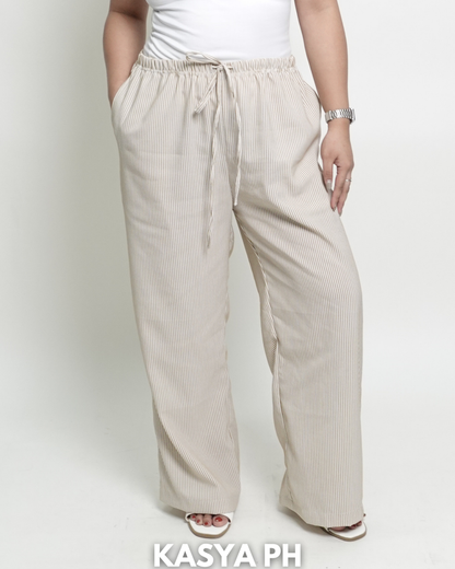 COSTA Wide-Leg Pants – Linen (Striped)