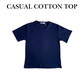 Navy Blue Casual Cotton Top