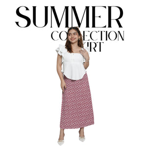 Red Floral  Linen Long Skirt by Kasyaph
