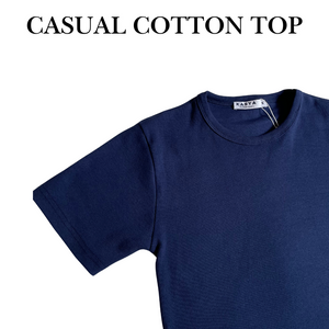 Navy Blue Casual Cotton Top