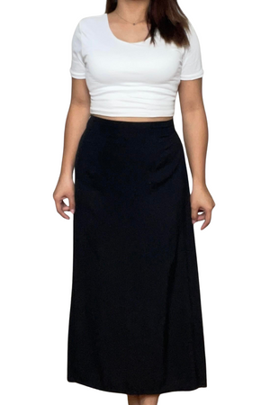 Soft Linen Long Skirt Black