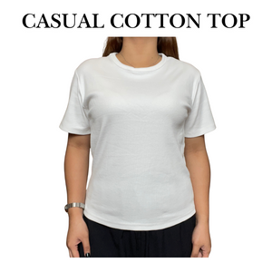 White Casual Cotton Top