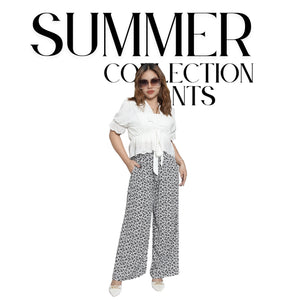 White Floral Wideleg Linen Pants by Kasyaph