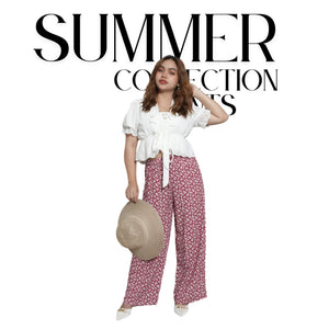 Red Floral Wideleg Linen Pants by Kasyaph
