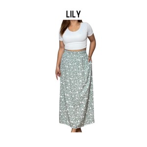 KasyaPH Soft Linen Floral Long Skirt – Lily Variant