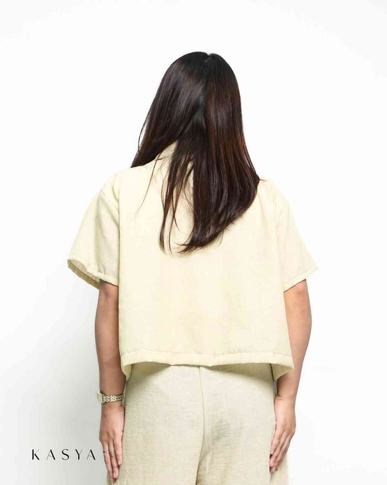 Gwen Boxy Polo Blouse - Viscose Linen