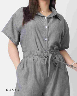 Gwen Boxy Polo Blouse - Viscose Linen