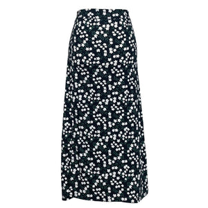 Cotton Spandex Black Skirt with Slit