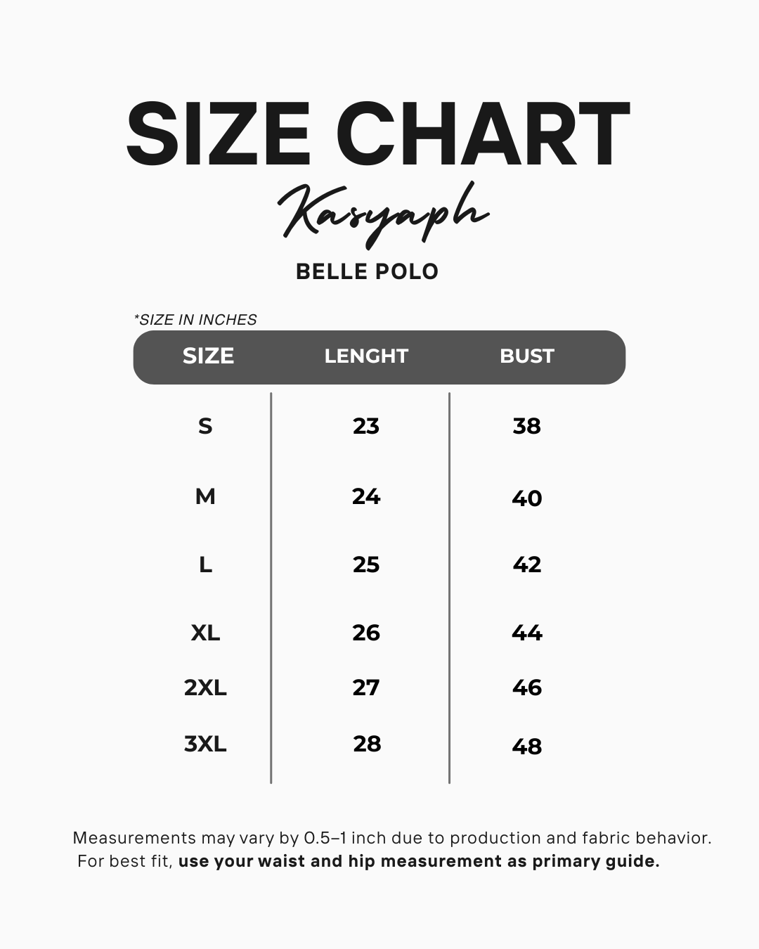 Belle Polo Top – Soft Linen Size Chart