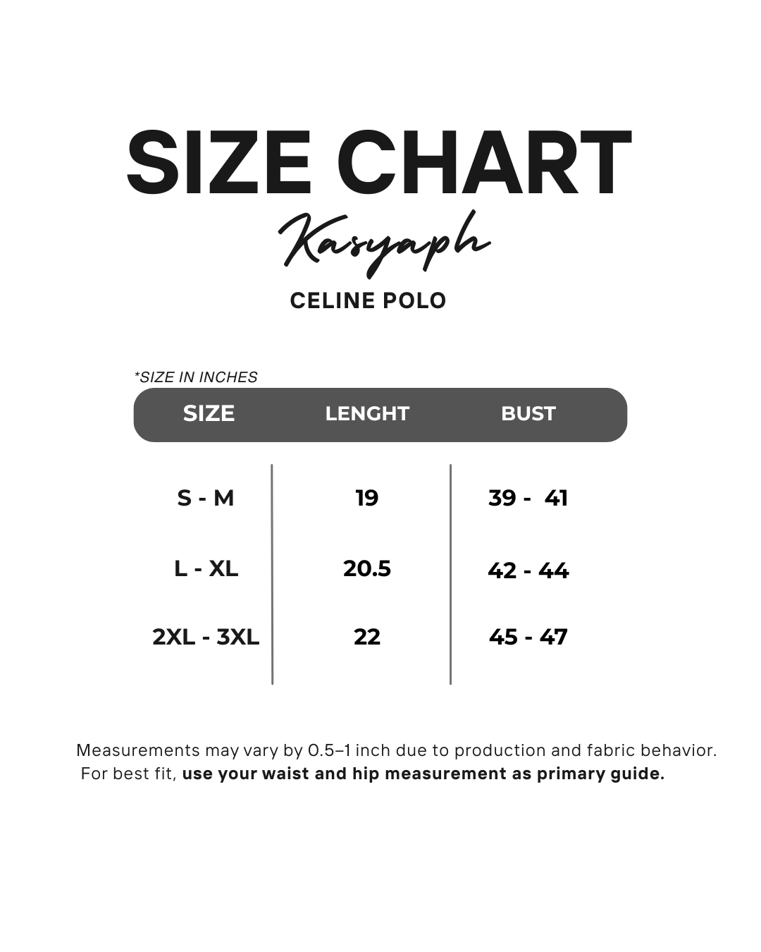 Celine Polo Blouse- Soft Linen Size Chart