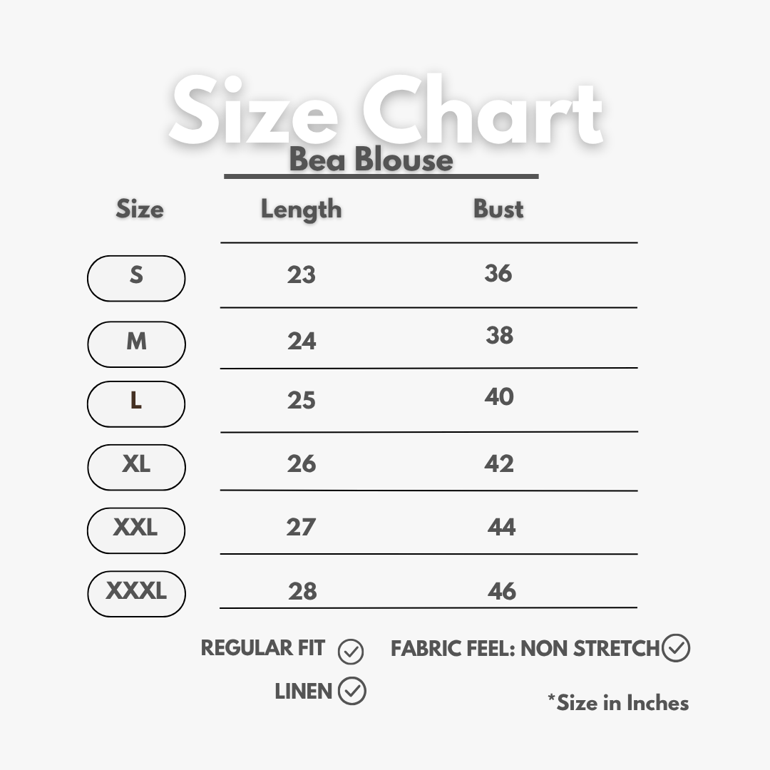 Bea Blouse Size Chart