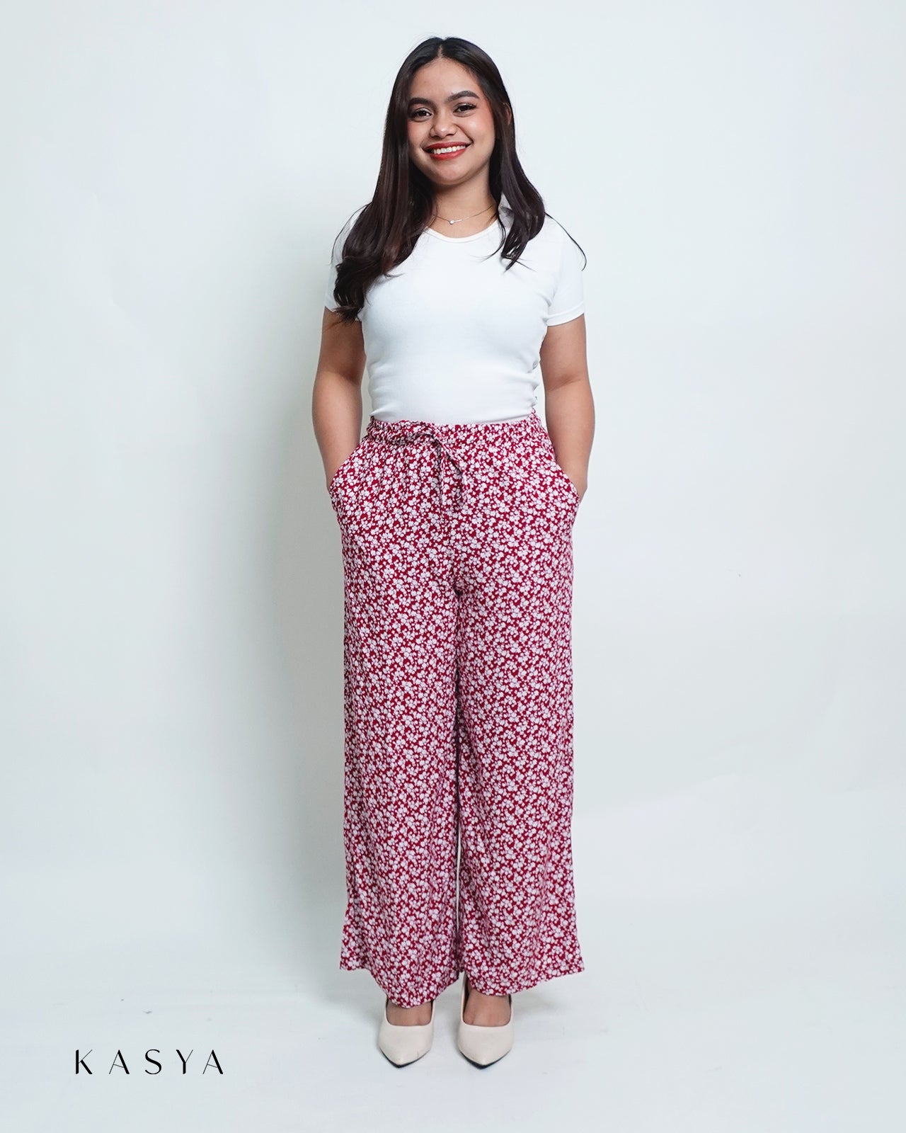 Wide - Leg Pants – Floral Linen - Kasya