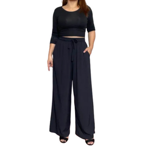 Black Wideleg Linen Pants